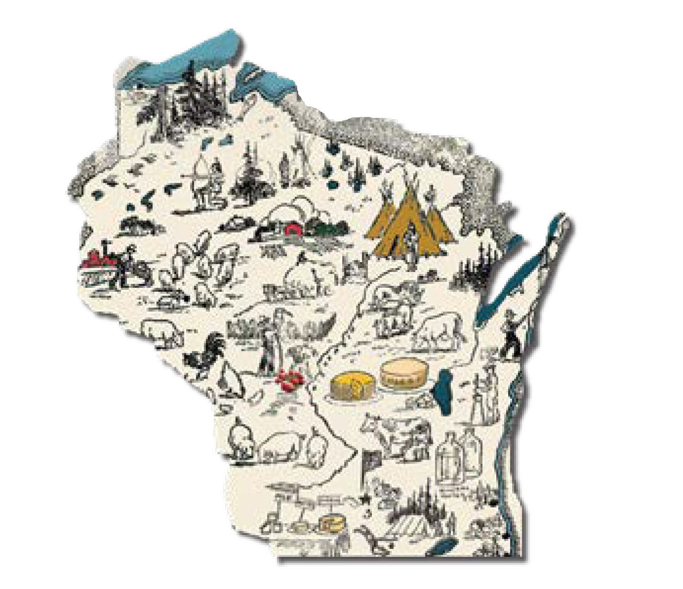 WI, Vintage Map, Pin #6036