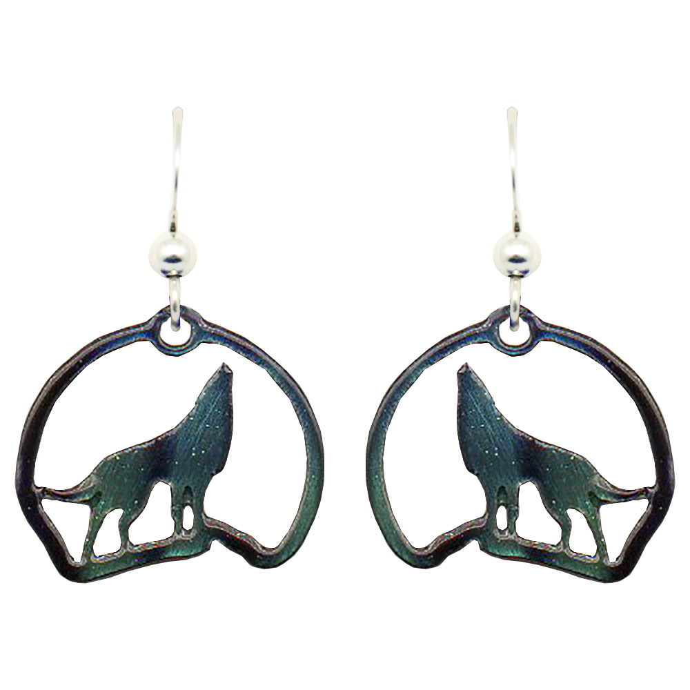 Aurora Wolf Earrings, Sterling Silver Earwires, Item# N1118