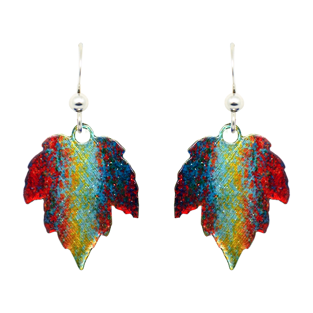 Autumn Streaks Leaf earrings, Sterling Silver Earwires, Item# N5103