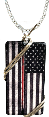 US Flag Red and White line Nurse, wired necklace, #4796X