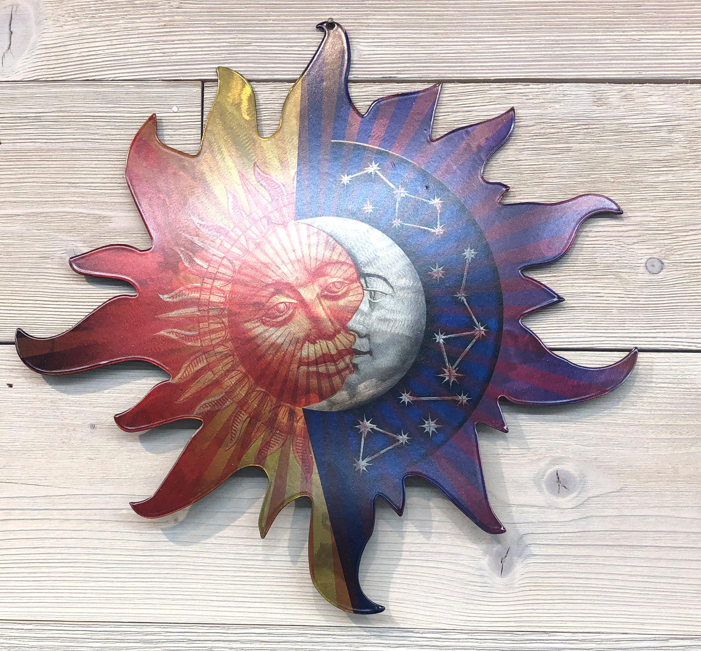 Sun Moon metal wall art by d'ears, 10 inch, made in the USA, 18 gauge steel