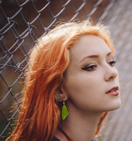 Luna Moth Wing Earrings, Made in the U.S.A. by d'ears, sterling silver french hooks