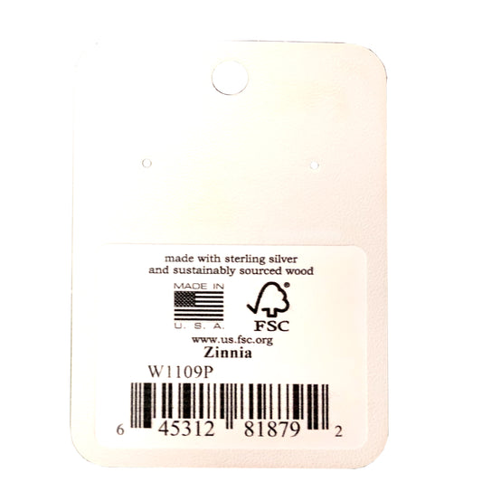 Lotus Wood Earrings, Sterling Silver Earwires, Made in the U.S.A.