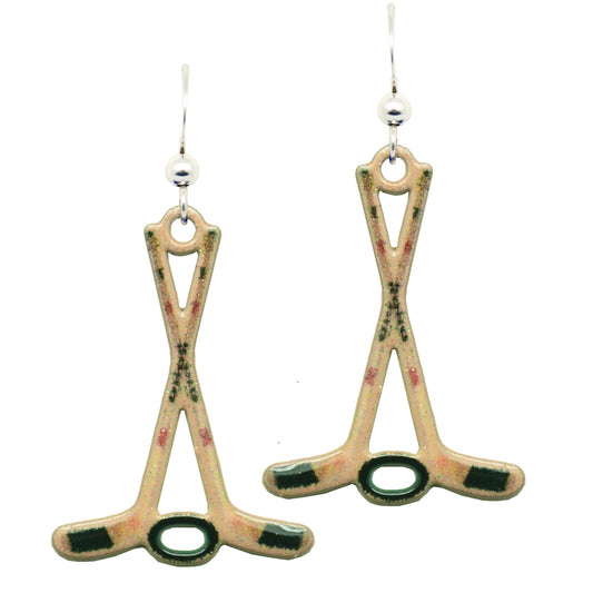 d'ears Hockey Sticks Earrings, Non-tarnish Sterling Silver Earwires, Made in the USA