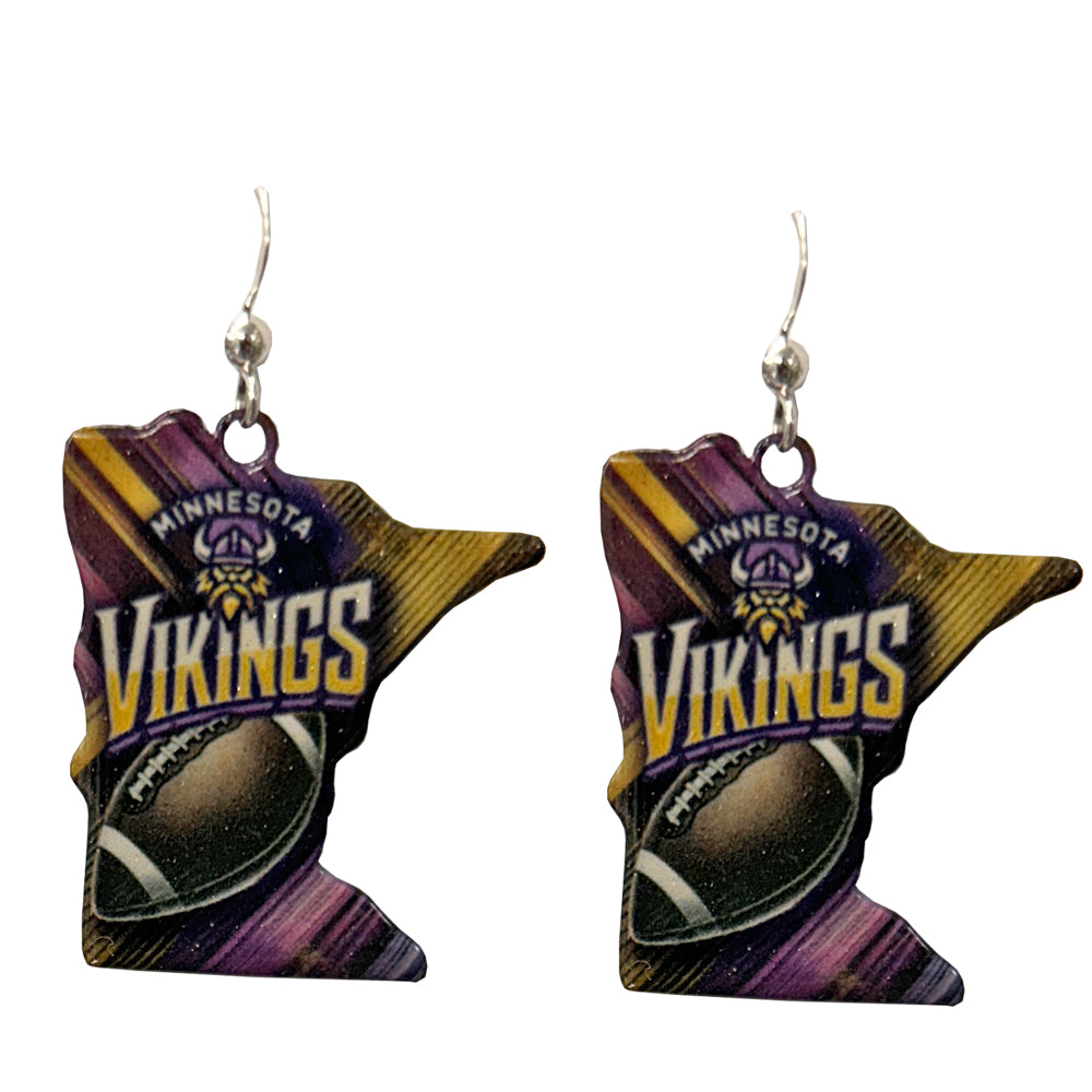 MN Vikings Dangle Earrings sterling silver earwires by USA