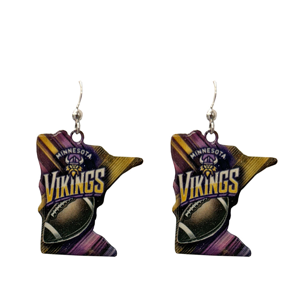 MN Vikings Dangle Earrings sterling silver earwires by USA