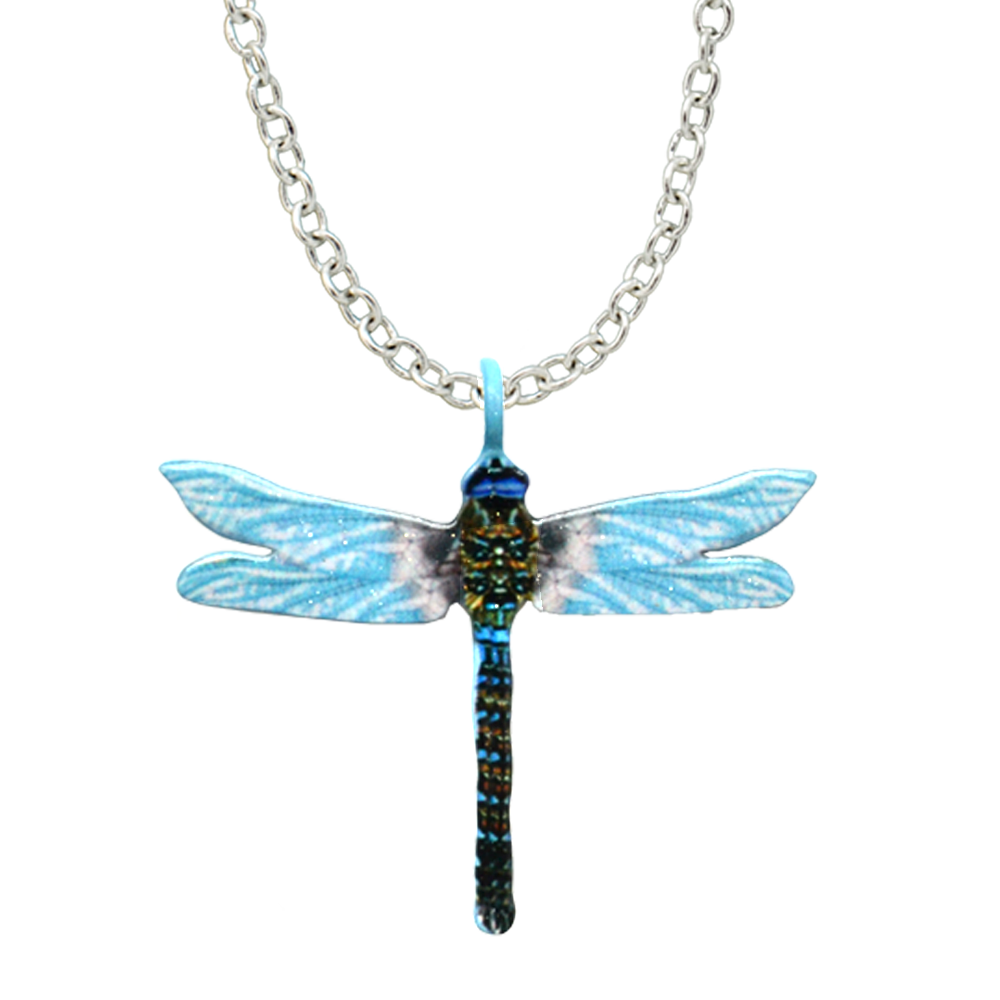 Aqua Dragonfly Necklace #4640X by d'ears