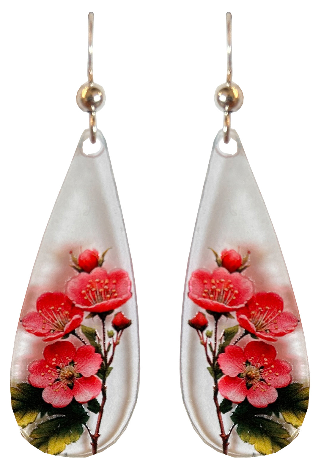 Hawthorne Floral Acrylic Earrings, non-tarnish Sterling Silver ear wires, #A101 by d'ears