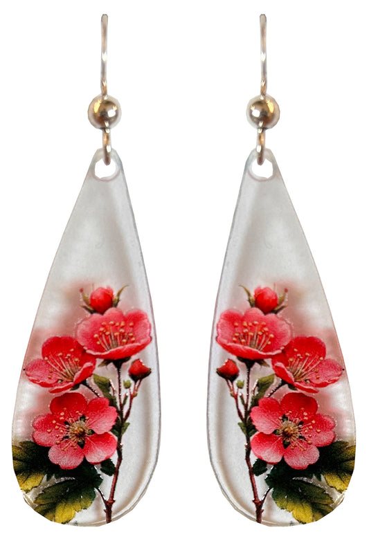 Hawthorne Floral Acrylic Earrings, non-tarnish Sterling Silver ear wires, #A101 by d'ears