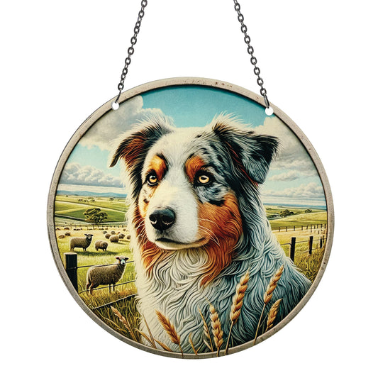 Australian Shepherd Acrylic Suncatcher with Chain #SC752 Made in the USA