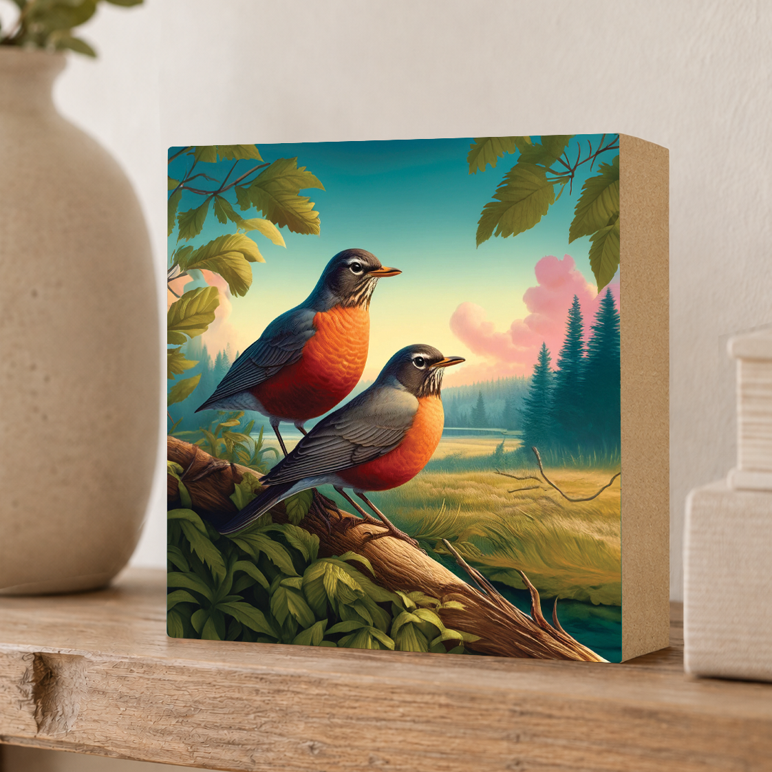 Robin Block Art, Cabin Shelf Sitter, Made in the U.S.A. by small family business (Copy) (Copy)
