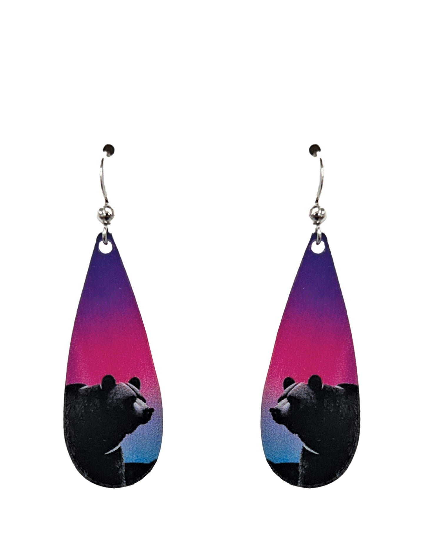 Bear Aurora Acrylic Earrings, non-tarnish Sterling Silver earwires, #A143 by d'ears