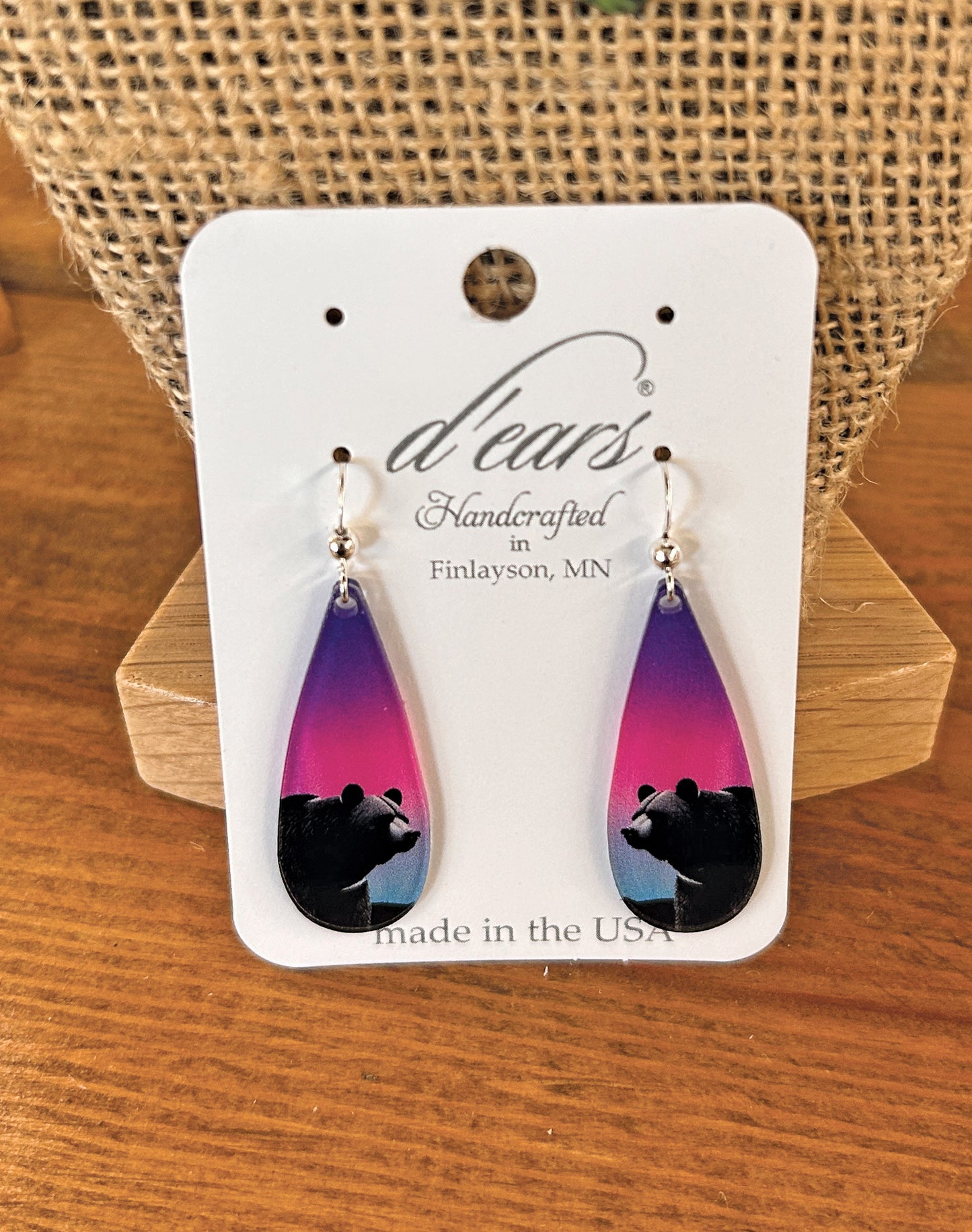 Bear Aurora Acrylic Earrings, non-tarnish Sterling Silver earwires, #A143 by d'ears