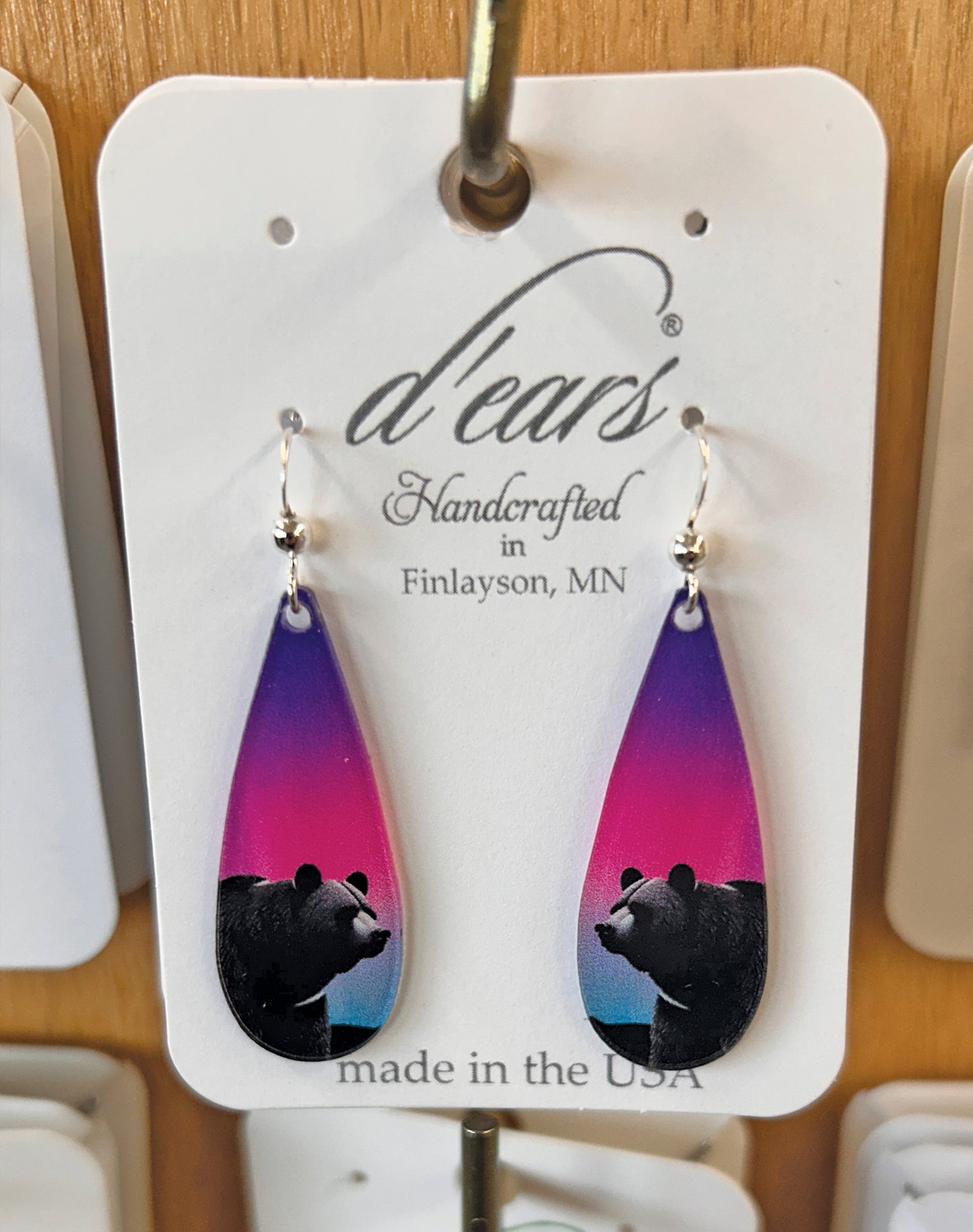 Bear Aurora Acrylic Earrings, non-tarnish Sterling Silver earwires, #A143 by d'ears