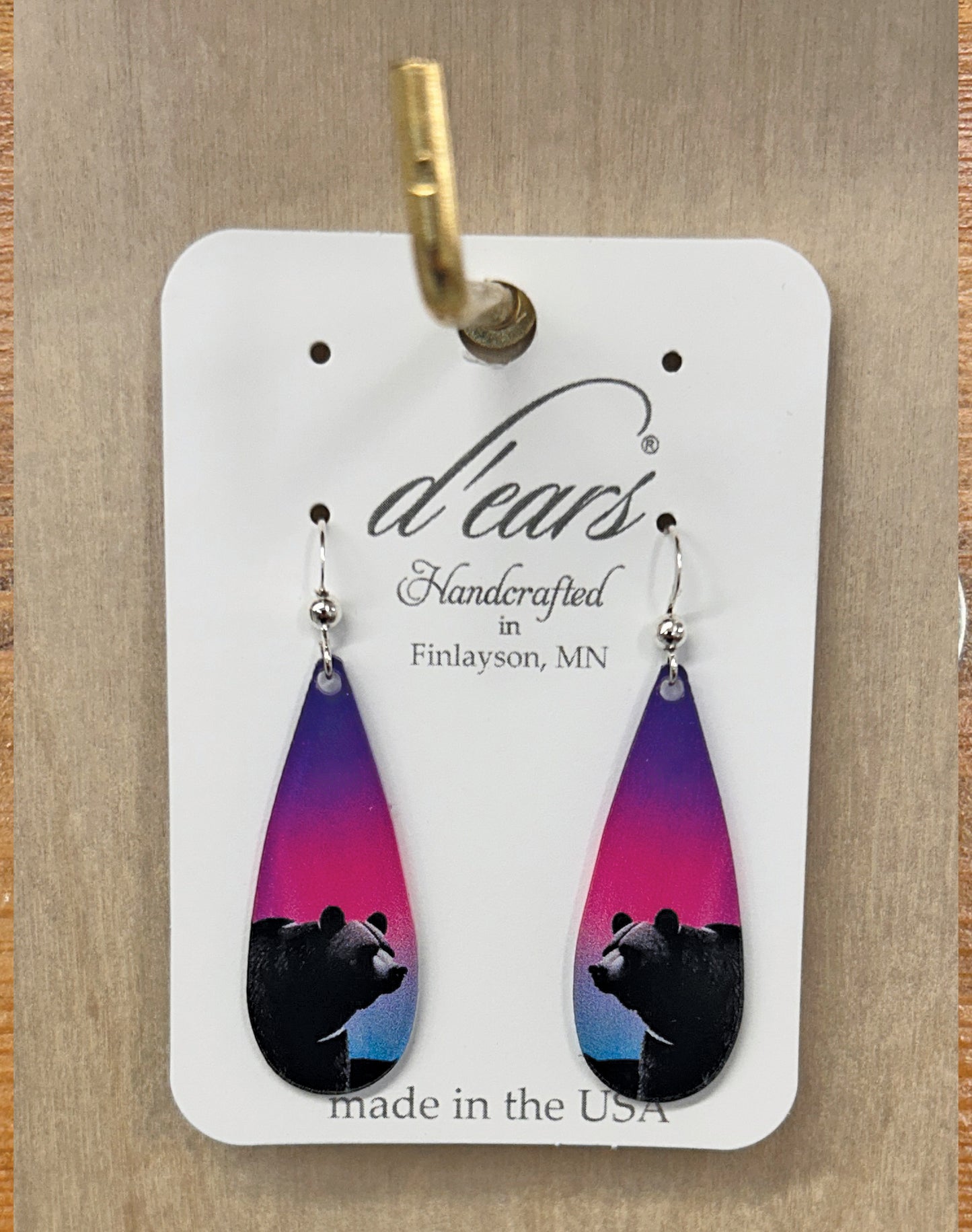 Bear Aurora Acrylic Earrings, non-tarnish Sterling Silver earwires, #A143 by d'ears