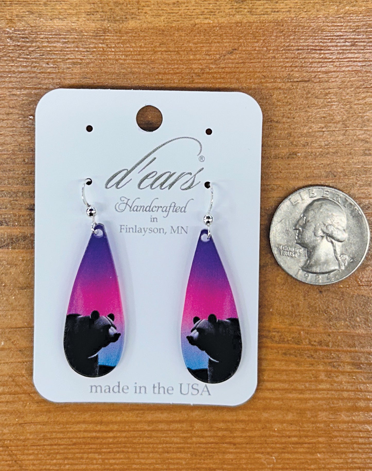 Bear Aurora Acrylic Earrings, non-tarnish Sterling Silver earwires, #A143 by d'ears