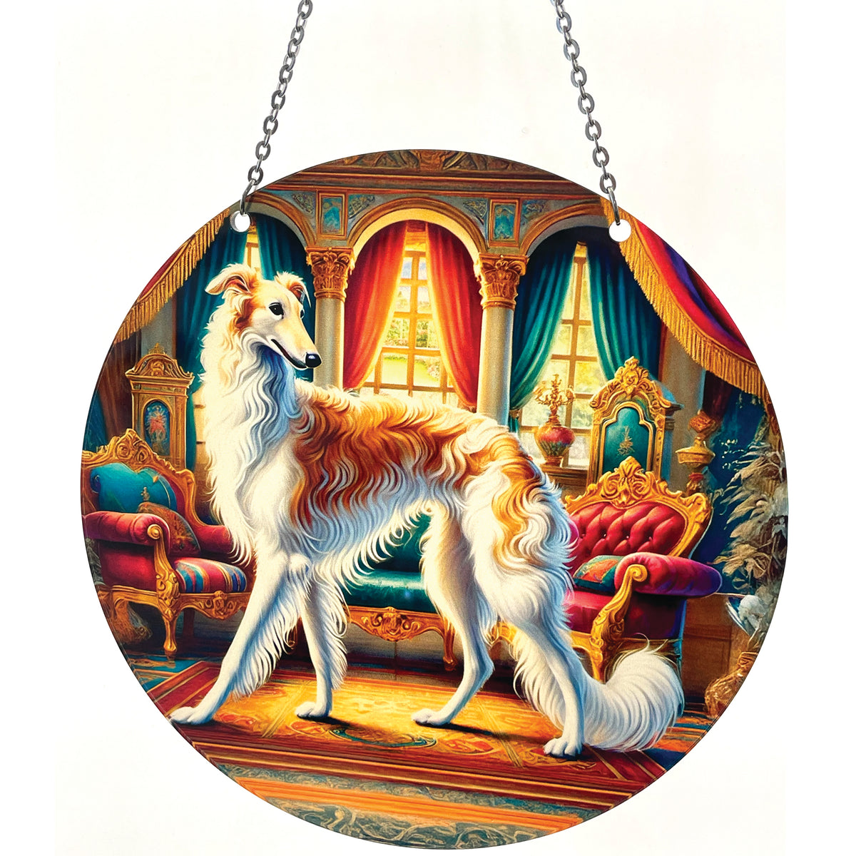 Borzoi Acrylic Suncatcher with Chain #SC776 Made in the USA