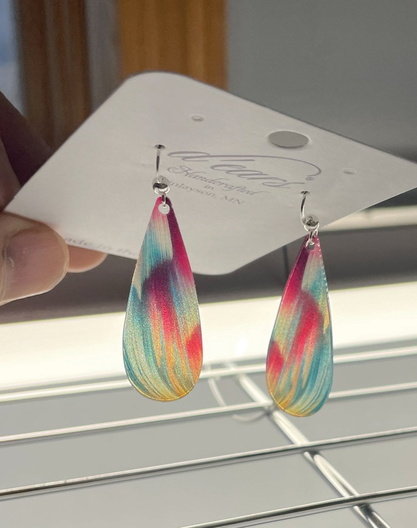 Candy Swirl Acrylic Earrings, non-tarnish Sterling Silver earwires, #A138 by d'ears