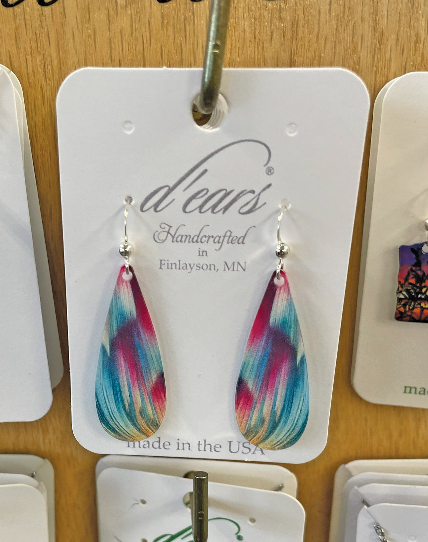 Candy Swirl Acrylic Earrings, non-tarnish Sterling Silver earwires, #A138 by d'ears