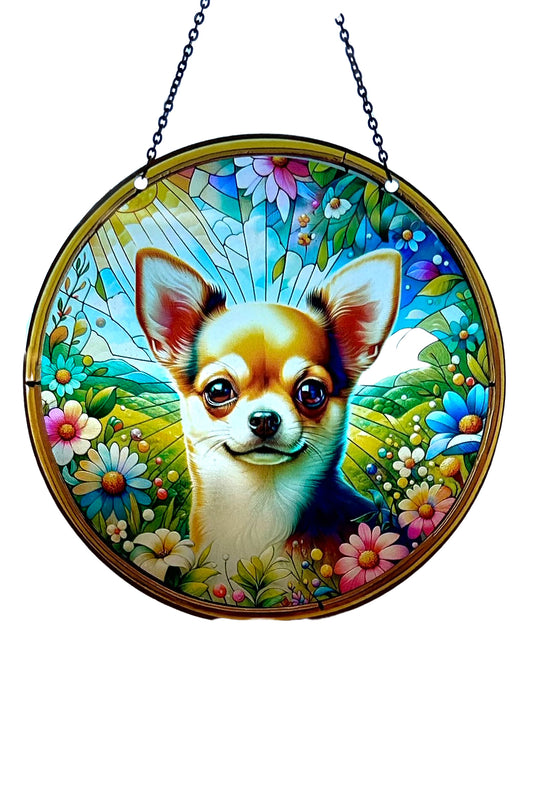 Chihuahua Acrylic Suncatcher with chain made in the USA 6 in #SC293 by d'ears
