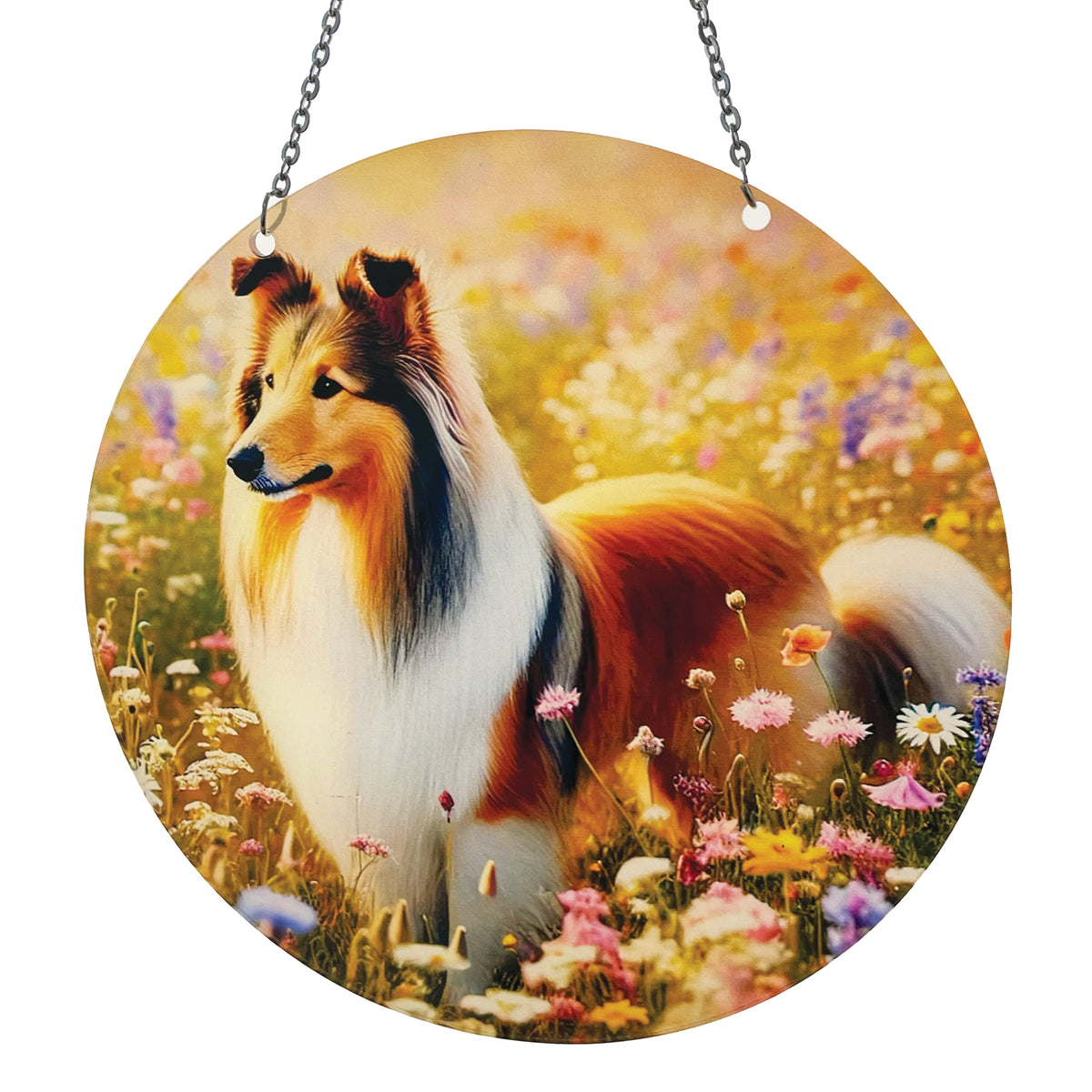 Collie Acrylic Suncatcher with Chain #SC771 Made in the USA