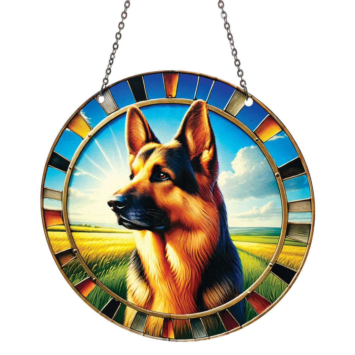 German Shepherd Acrylic Suncatcher with Chain #SC753 Made in the USA