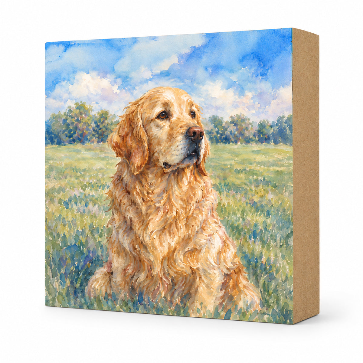 Golden Retriever, Block Art, Cabin Shelf Sitter, Made in the U.S.A. by small family business