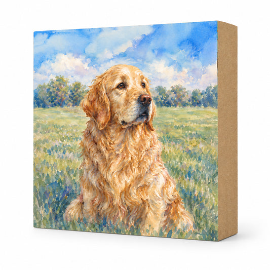 Golden Retriever, Block Art, Cabin Shelf Sitter, Made in the U.S.A. by small family business