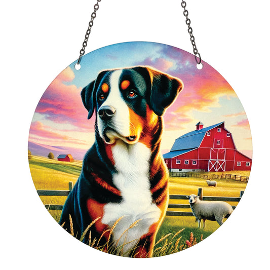 Greater Swiss Mountain Dog Acrylic Suncatcher with Chain #SC763 Made in the USA