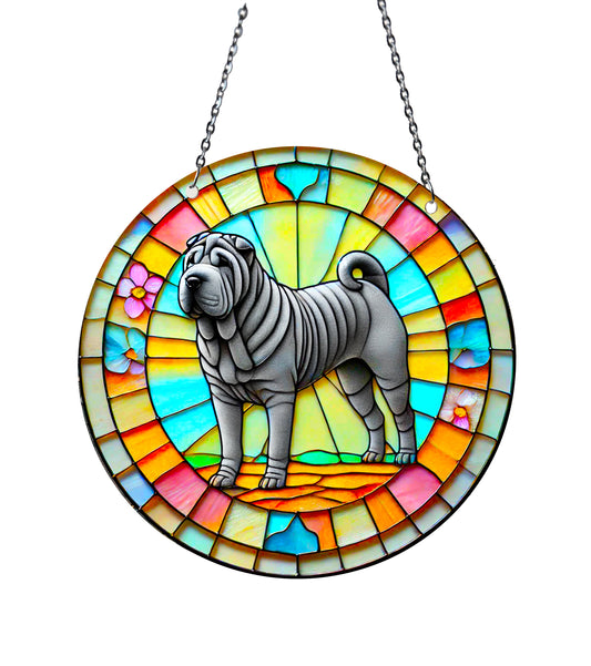 Grey Char Pei Acrylic Suncatcher with Chain #SC576 Made in the USA