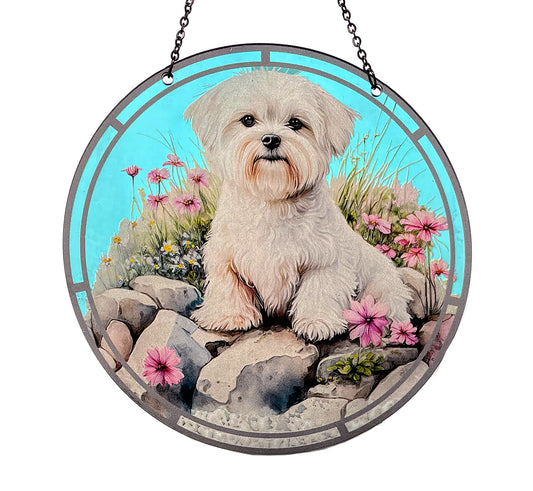 Maltese Acrylic Suncatcher with Chain #SC304 by d'ears