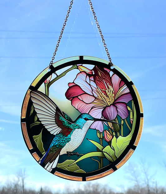 Teal Hummingbird Acrylic Suncatcher #SC107 by d'ears