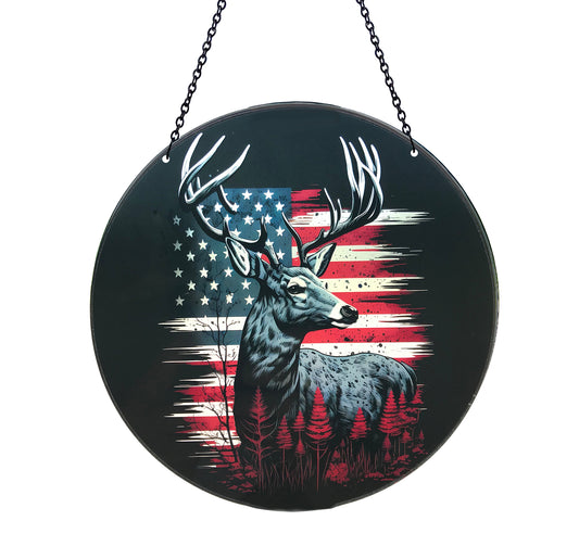 Patriotic Buck Acrylic Suncatcher with Chain #SC134 by d'ears