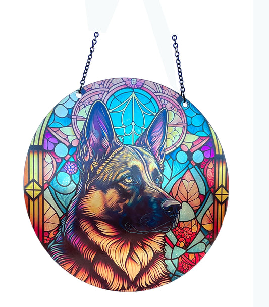 German Shepherd Acrylic Suncatcher with chain #SC149 by d'ears