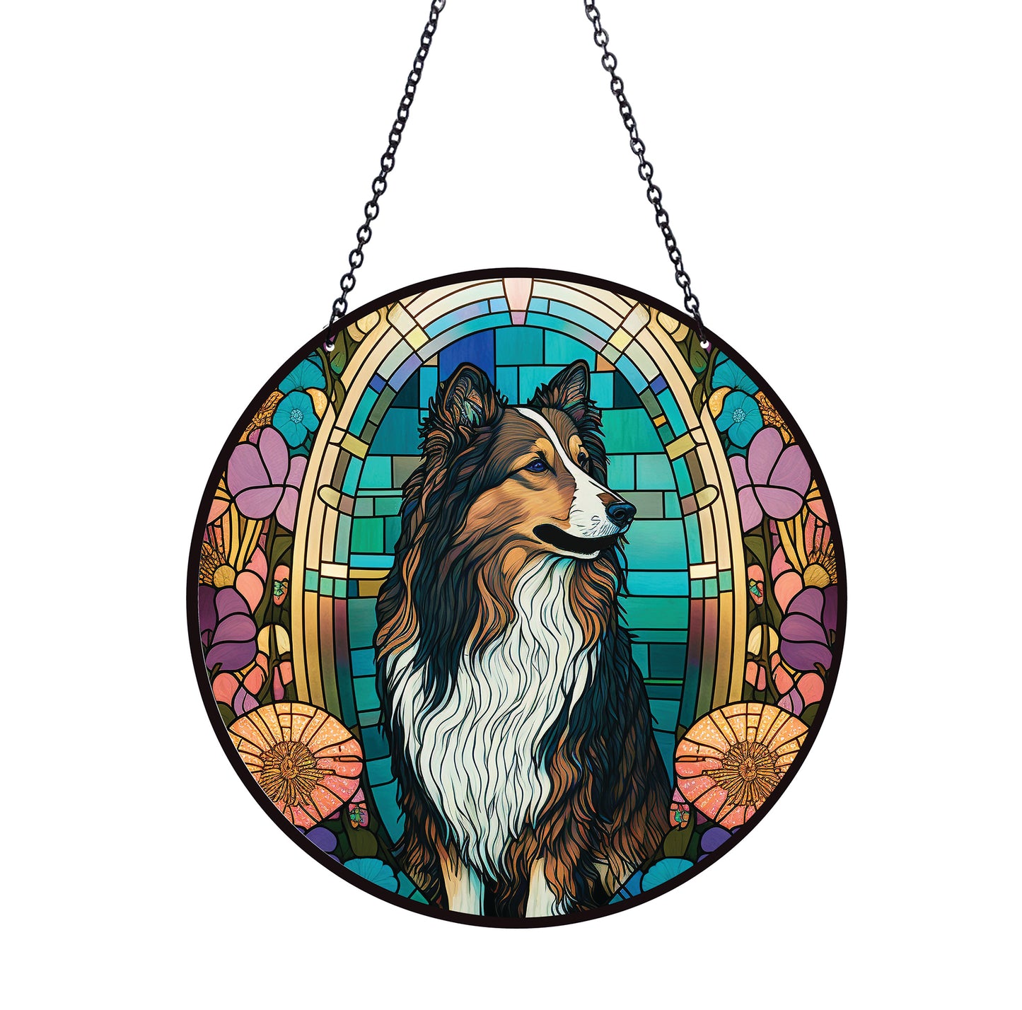 Collie Acrylic Suncatcher with Chain #SC150 by d'ears