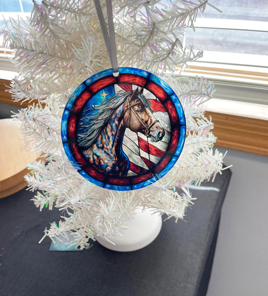 Patriotic Horse, Acrylic Window Ornament #SC157