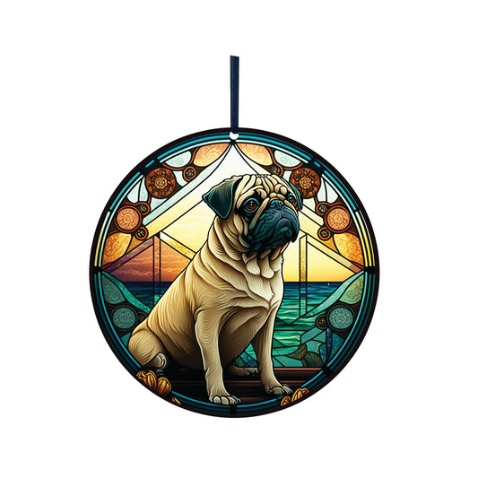 Pug, Acrylic Window Ornament #SC174