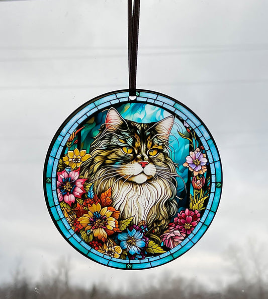 Grey Cat, Acrylic Window Ornament #SC180