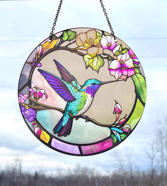 Ruby Throated Hummingbird Acrylic Suncatcher with Chain #SC192 by d'ears