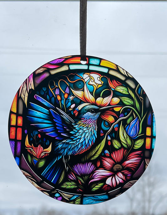 Colorful Hummingbird Acrylic Window Ornament #SC193