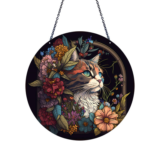 Colorful Cat Acrylic Suncatcher with Chain #SC196 by d'ears
