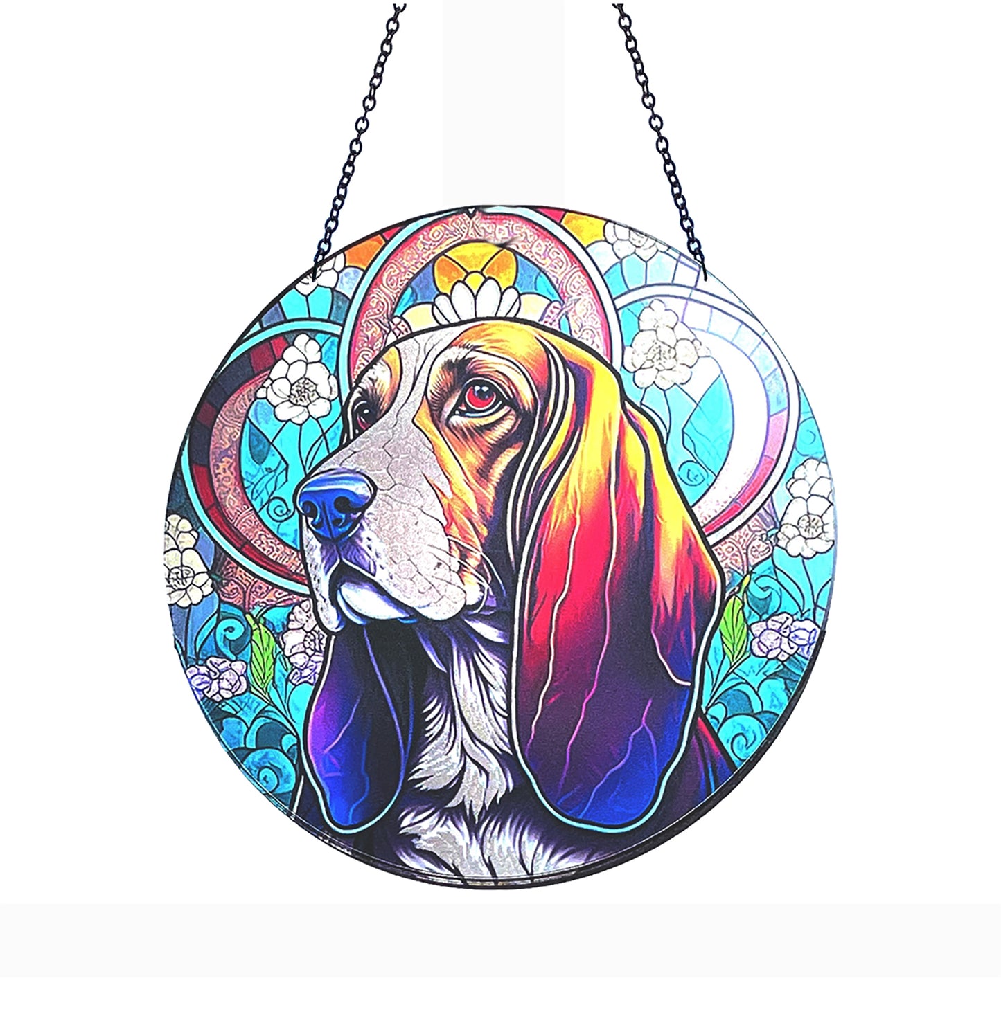 Basset Hound Acrylic Suncatcher with chain #SC200 by d'ears