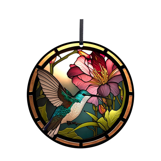 Teal Hummingbird Acrylic Window Ornament #SC206