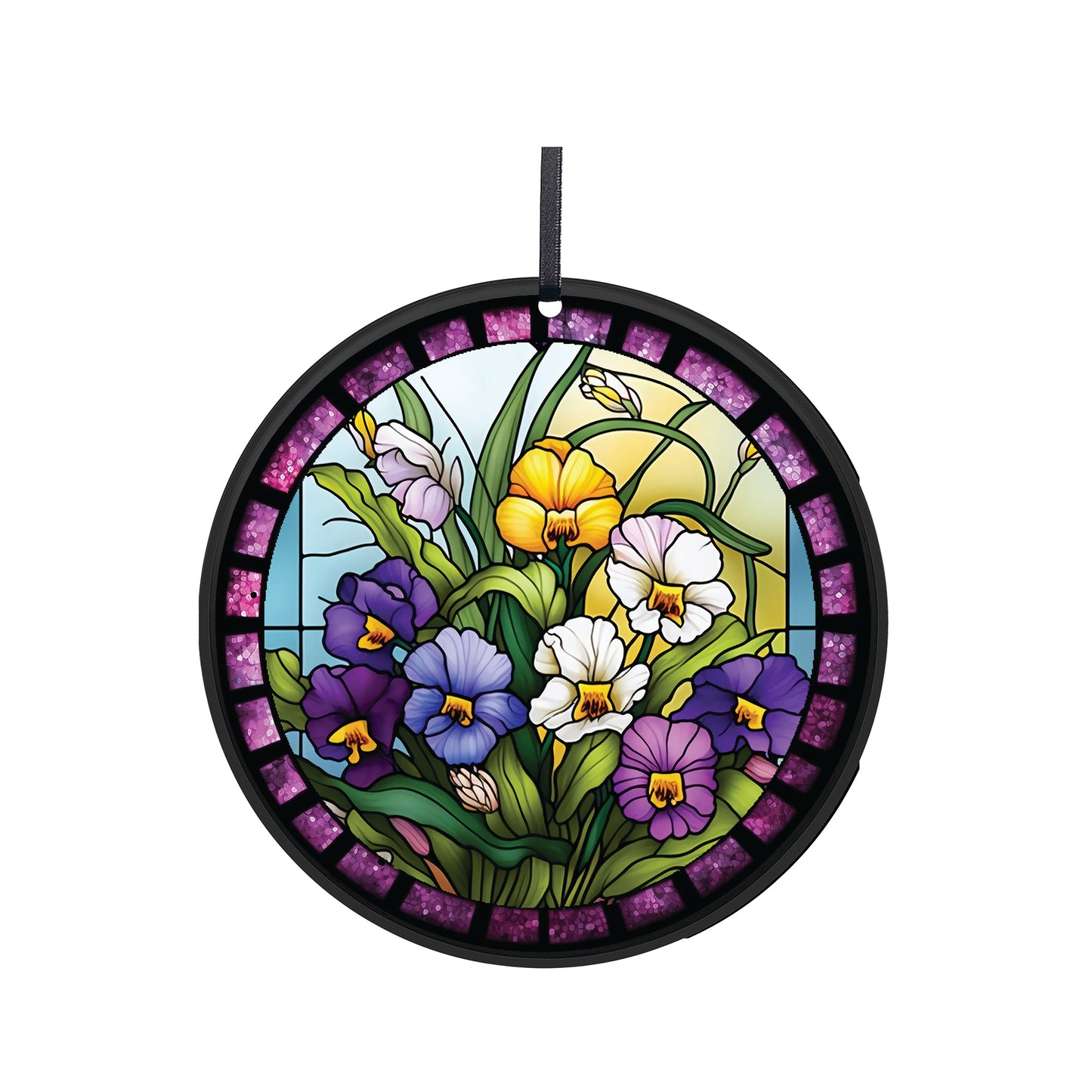 Iris and Pansy, Acrylic Window Ornament #SC216