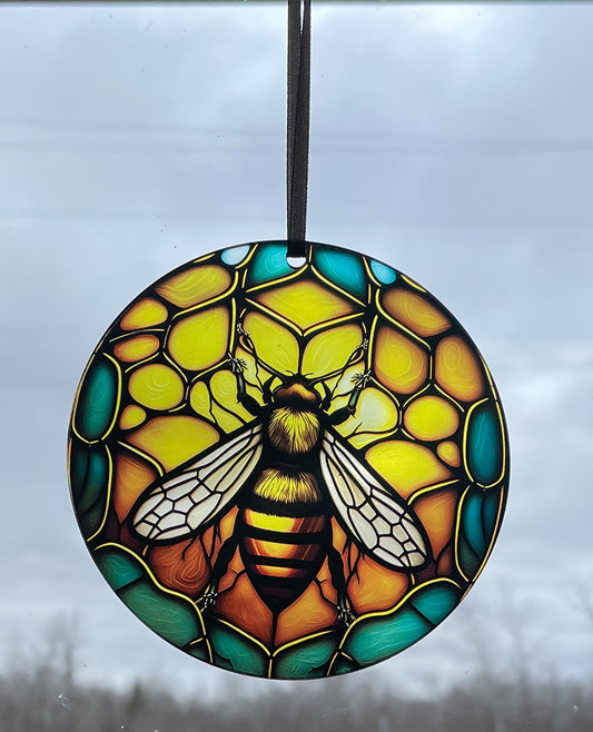 Honeycomb Bee, Acrylic Window Ornament #SC219