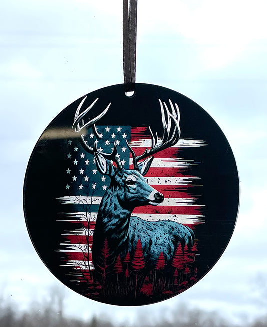 Patriotic Buck, Acrylic Window Ornament #SC222