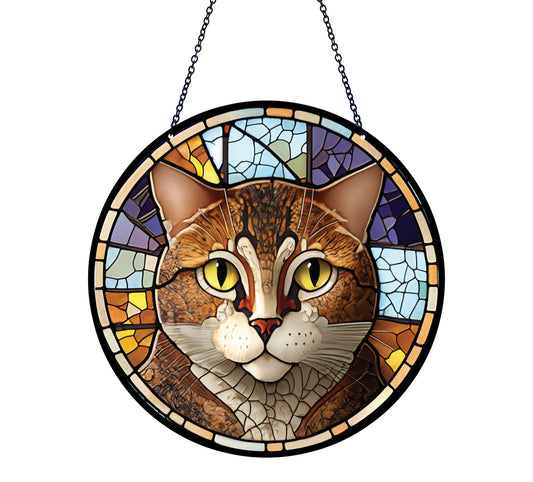 Faux Stained Glass Cat Acrylic Suncatcher with Chain #SC229 by d'ears