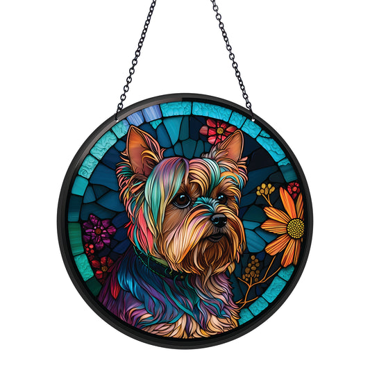 Yorkie Acrylic Suncatcher with Chain #SC238 by d'ears