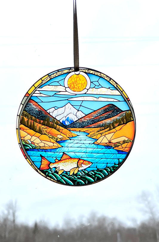 Salmon Art, Acrylic Window Ornament #SC244