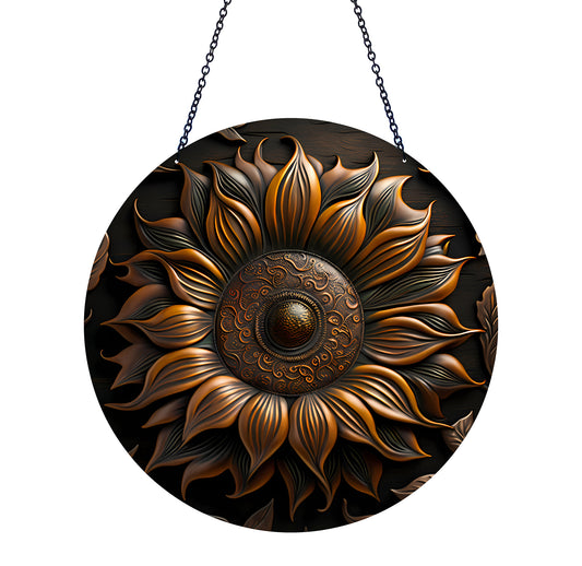 Ornate Sunflower Acrylic Suncatcher with Chain #SC271 by d'ears